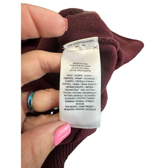 NWT Lauren Ralph Lauren Black Label L Burgundy Cross Wrap Slouchy Sweater #Q6-8 - Picture 8 of 12
